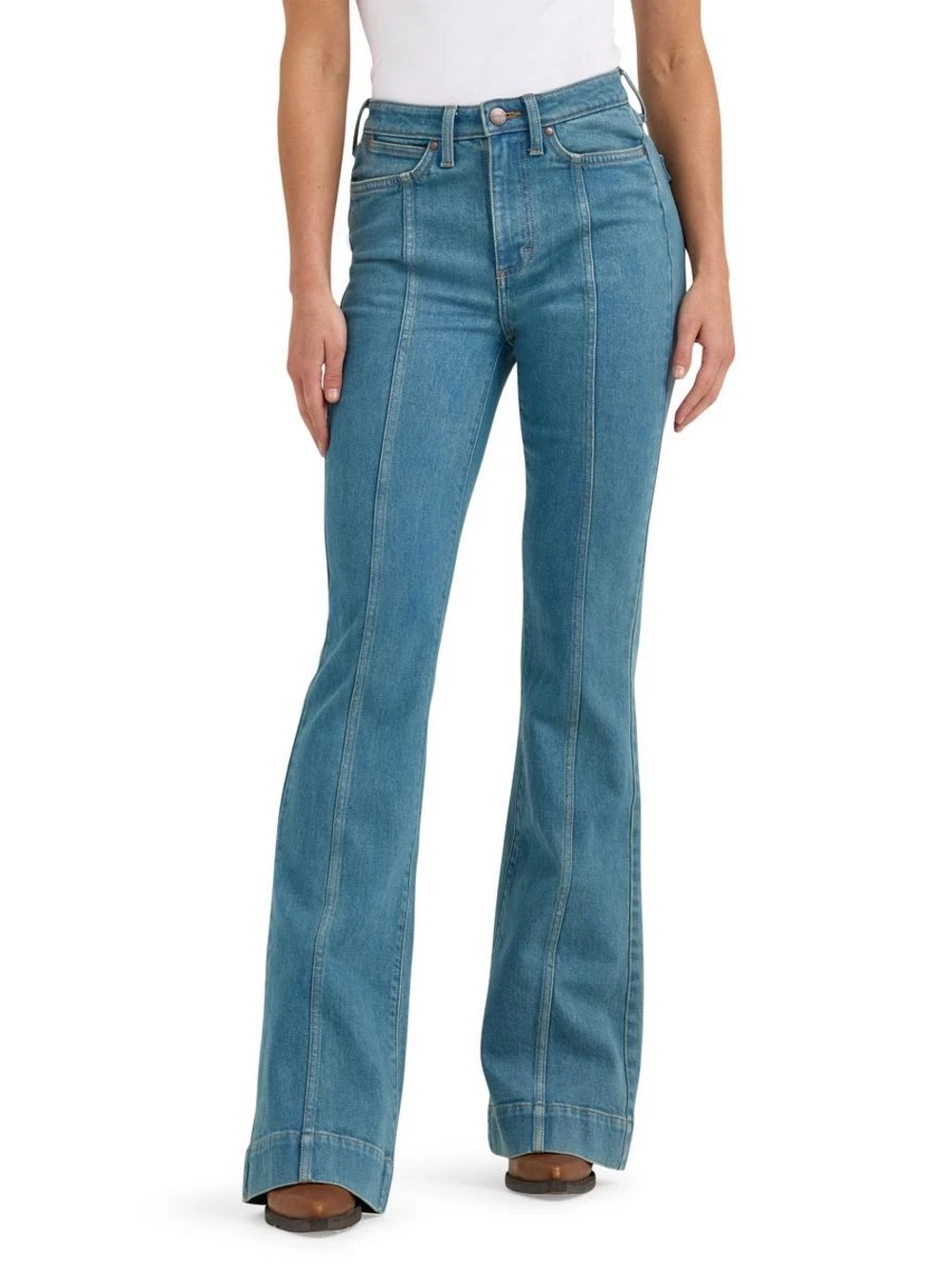 Wrangler Retro Brooklyn Trouser High-Rise Flare Jeans 31x34 Tall Medium Blue